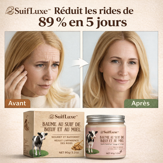 SuifLuxe™ Baume au suif de bœuf et au miel | Réduit visiblement les rides jusqu’à 88 % en seulement 4 jours !