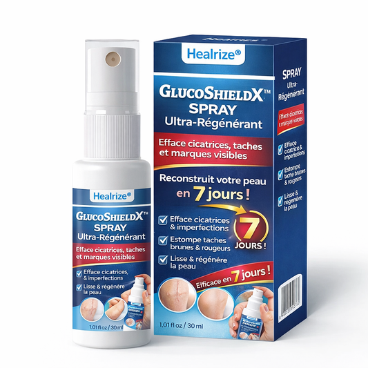 GlucoShieldX™ Spray Ultra-Régénérant | Efface cicatrices, taches et marques visibles et reconstruit votre peau en 7 jours !
