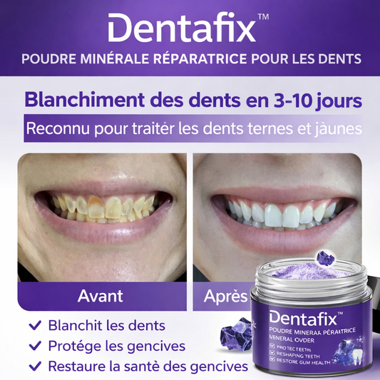 Dentafix™ Poudre Minérale Réparatrice pour les Dents | Stoppez les saignements et refixez vos dents naturellement !
