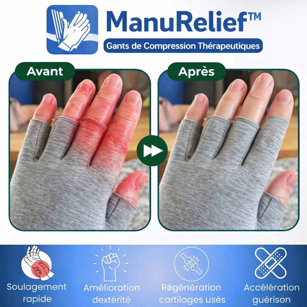 ManuRelief™ Gants de Compression Thérapeutique | Éliminez les douleurs aux mains en 3 minutes !