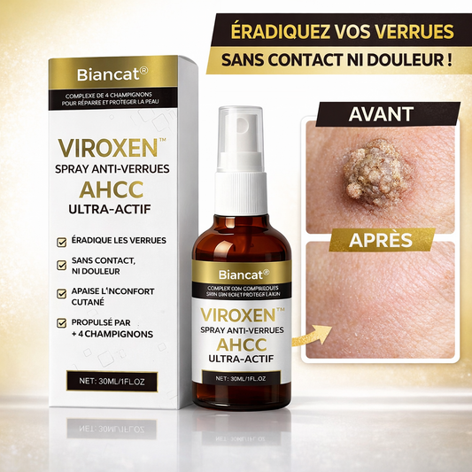 Viroxen™ Spray Anti-Verrues AHCC Ultra-Actif | Éliminez les verrues à la racine en quelques jours !