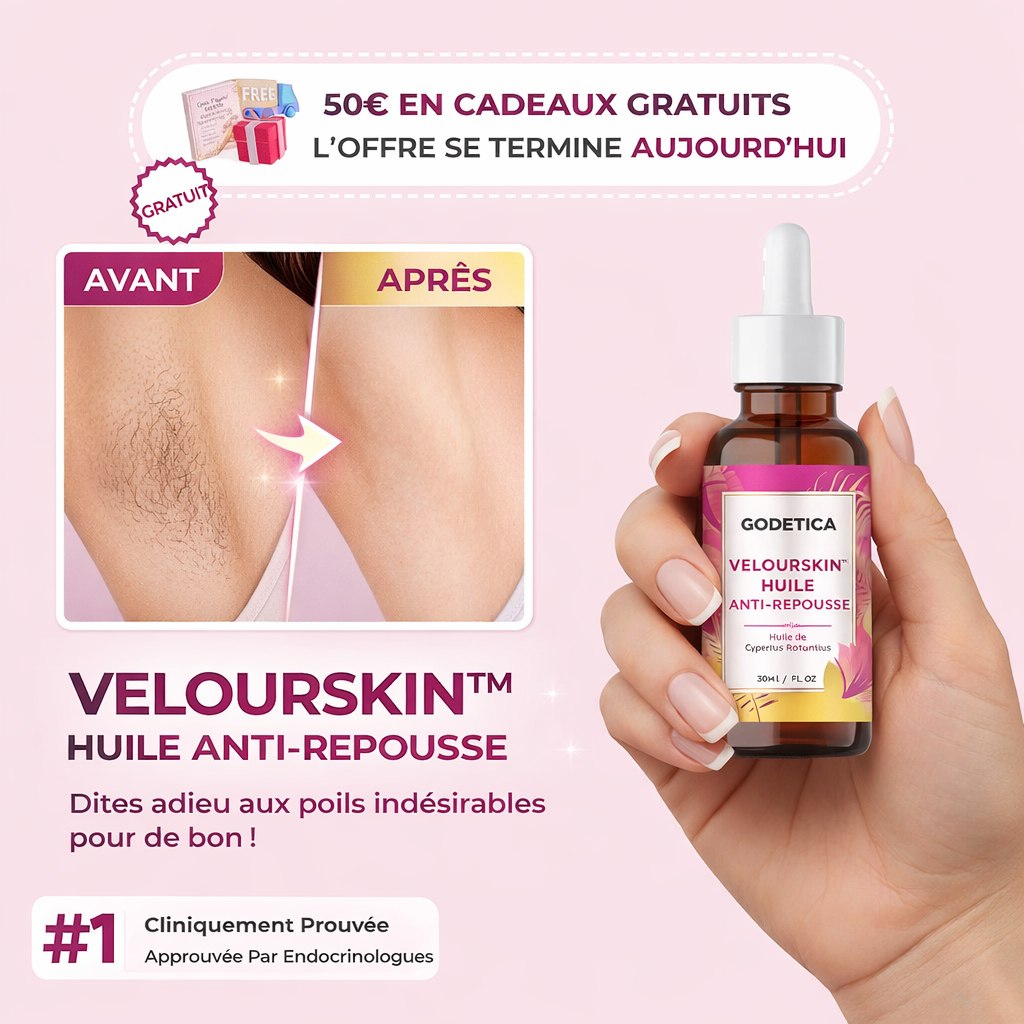 Velourskin™ Huile Anti-Repousse | Une peau lisse et douce dès les premières applications !
