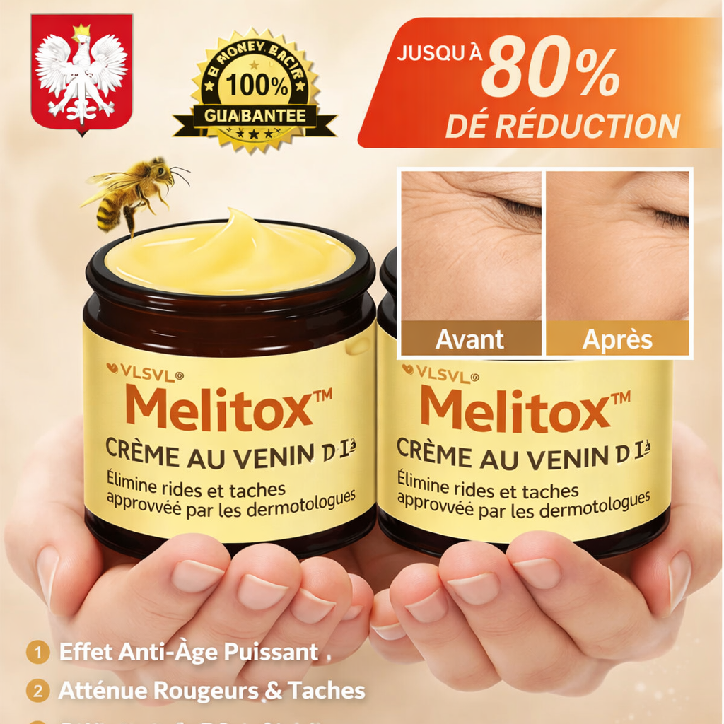 Melitox™ Crème au Venin d’Abeille | Efface rides et taches en 3 minutes – Peau visiblement plus jeune dès la première application !