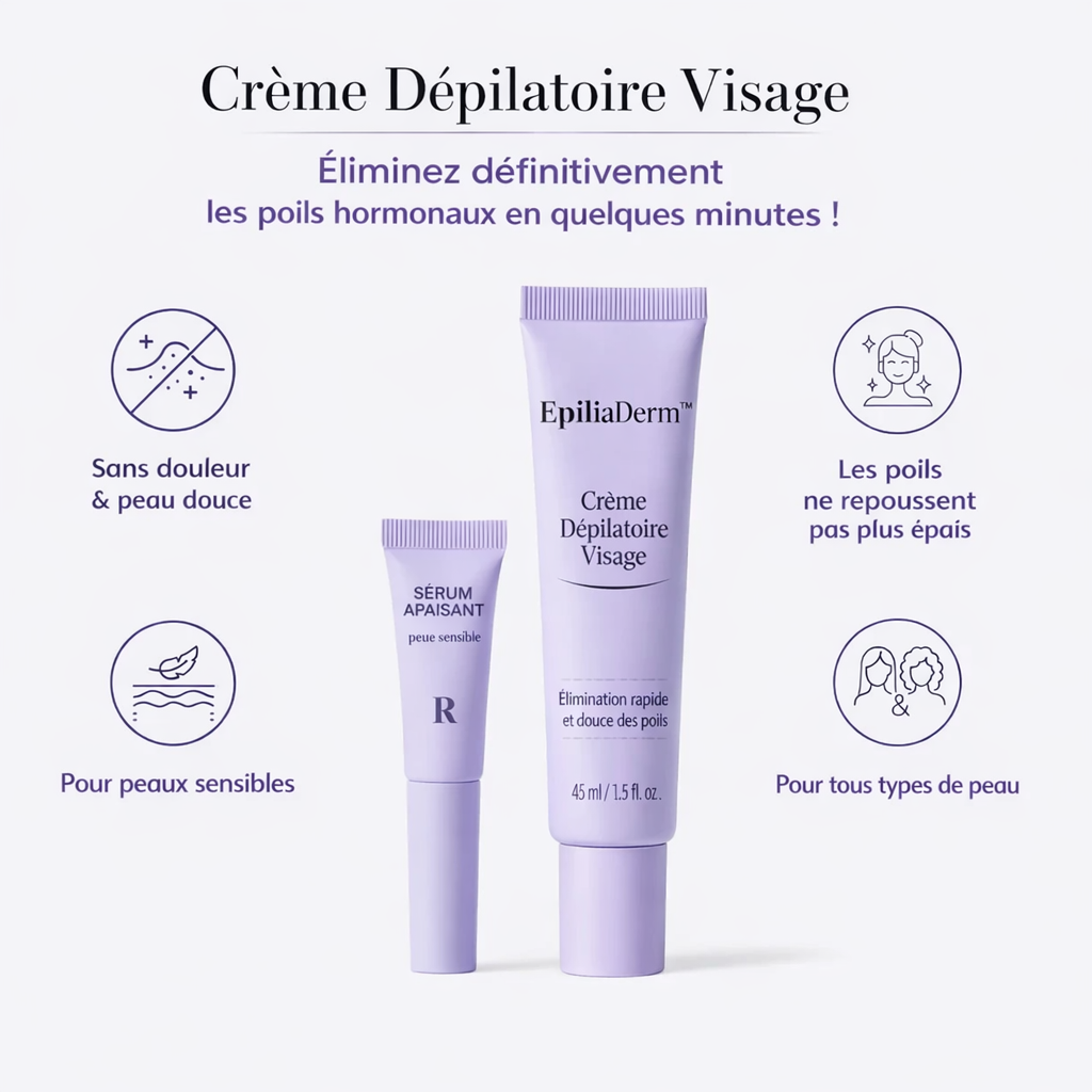 EpiliaDerm™ Crème Dépilatoire Visage | Éliminez définitivement les poils hormonaux en quelques minutes !
