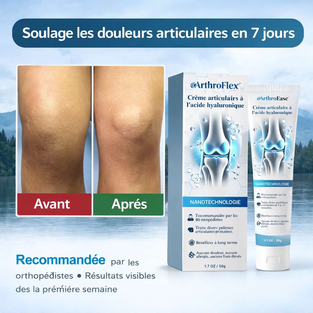 ArthroFlex™ Crème Articulations Régénérante à l’Acide Hyaluronique | Éliminez les douleurs d’arthrose en 2 minutes chrono !