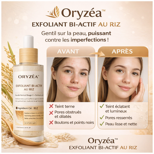 Oryzéa™ Exfoliant Bi-Actif au Riz | Éliminez cellules mortes et excès de sébum dès la première utilisation !