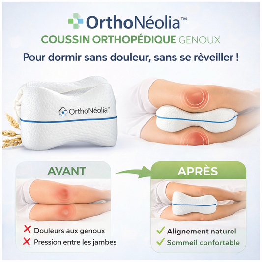 OrthoNéolia™ Coussin Orthopédique Genoux | Soulagez vos douleurs en 7 minutes !