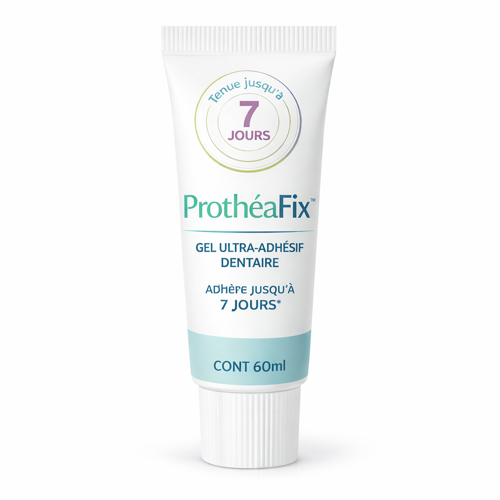 ProthéaFix™ Gel Ultra-Adhésif Dentaire | Fixation Béton en 60 secondes et Confort Total jusqu’à 24h !