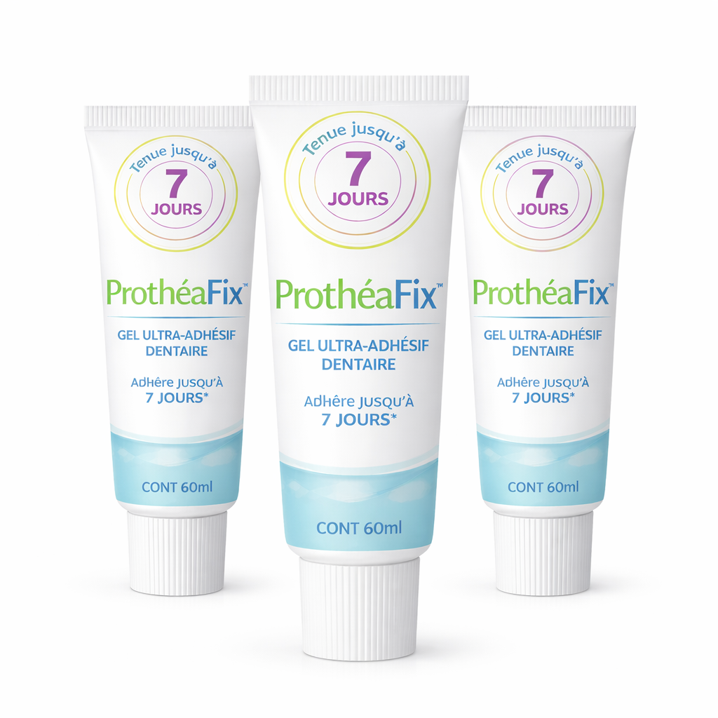 ProthéaFix™ Gel Ultra-Adhésif Dentaire | Fixation Béton en 60 secondes et Confort Total jusqu’à 24h !