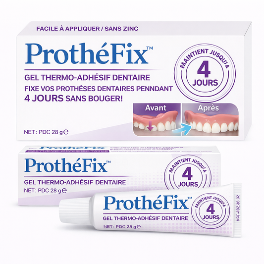 ProthéFix™ Gel Thermo-Adhésif Dentaire | Fixez vos prothèses 4 jours sans colle, sans gêne, sans stress !