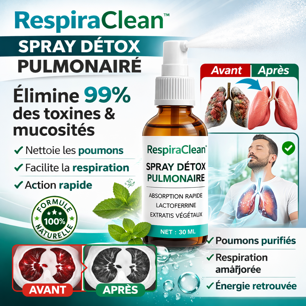 RespiraClean™ Spray Détox Pulmonaire | Libérez vos poumons et expulsez 99% des toxines en 7 jours !