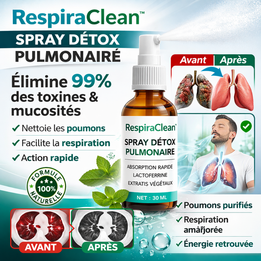 RespiraClean™ Spray Détox Pulmonaire | Libérez vos poumons et expulsez 99% des toxines en 7 jours !
