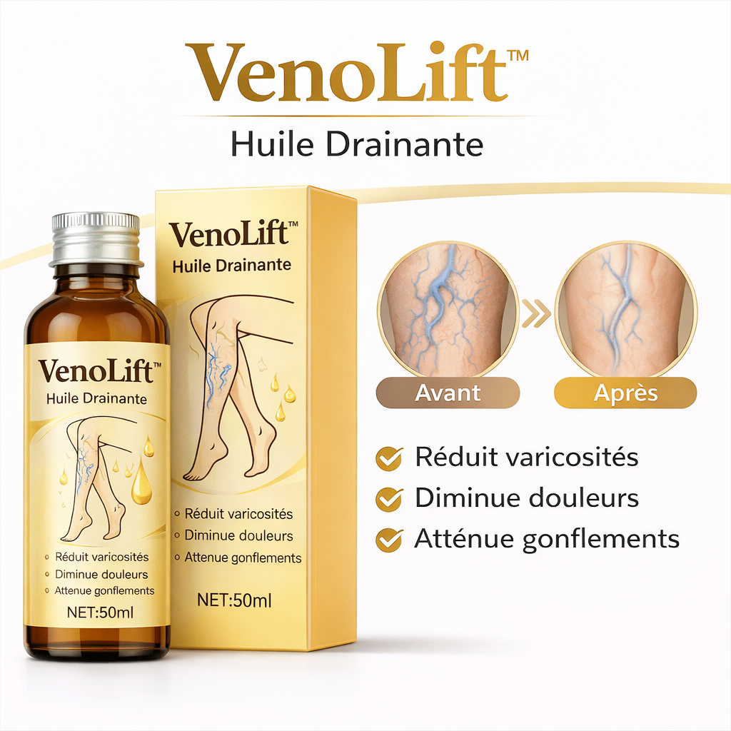 VenoLift™ Huile Drainante | Dégonflez vos jambes lourdes en 7 jours ou moins !