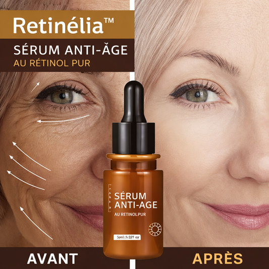 Retinélia™ Sérum Anti-Âge au Rétinol Pur | Retrouvez une peau lisse et visiblement plus jeune en 7 jours !