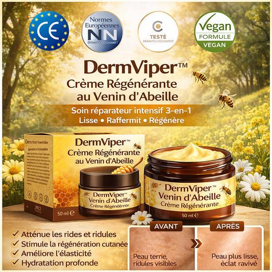 DermViper™ Crème Régénérante au Venin d’Abeille | Éliminez verrues, cicatrices et imperfections en 7 jours chrono !