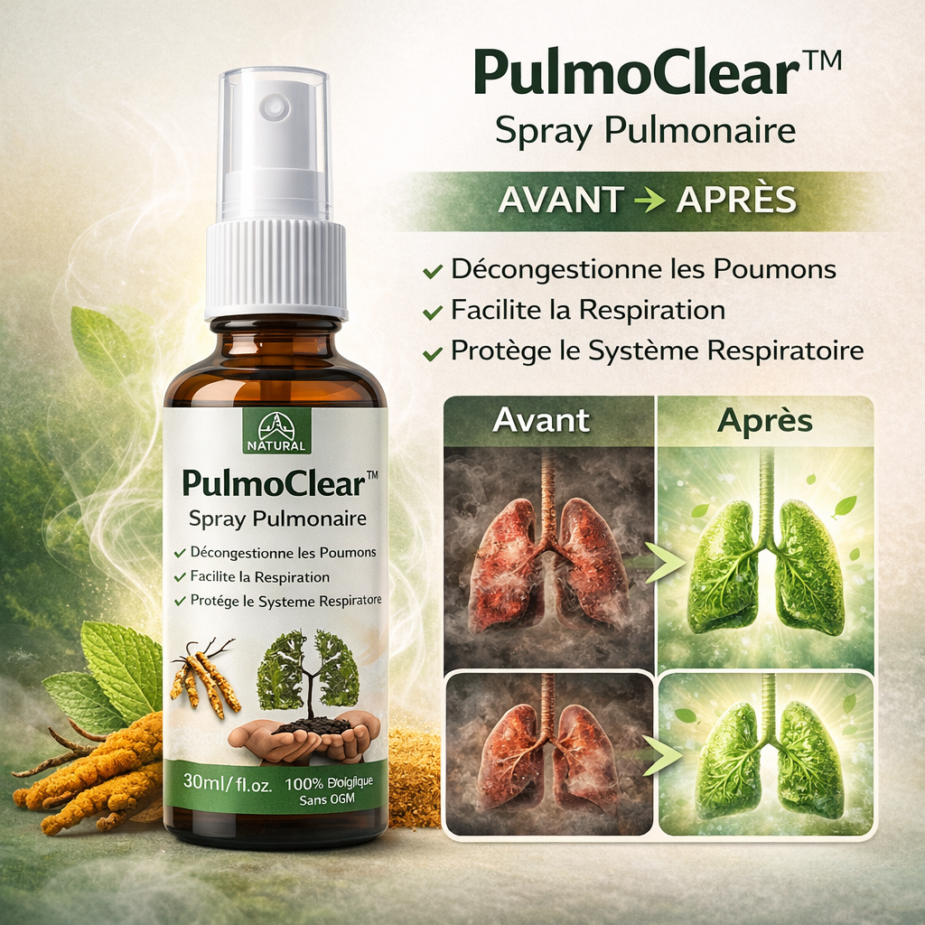 PulmoClear™ Spray Pulmonaire Décongestionnant | Libérez vos poumons encombrés en 5 minutes !