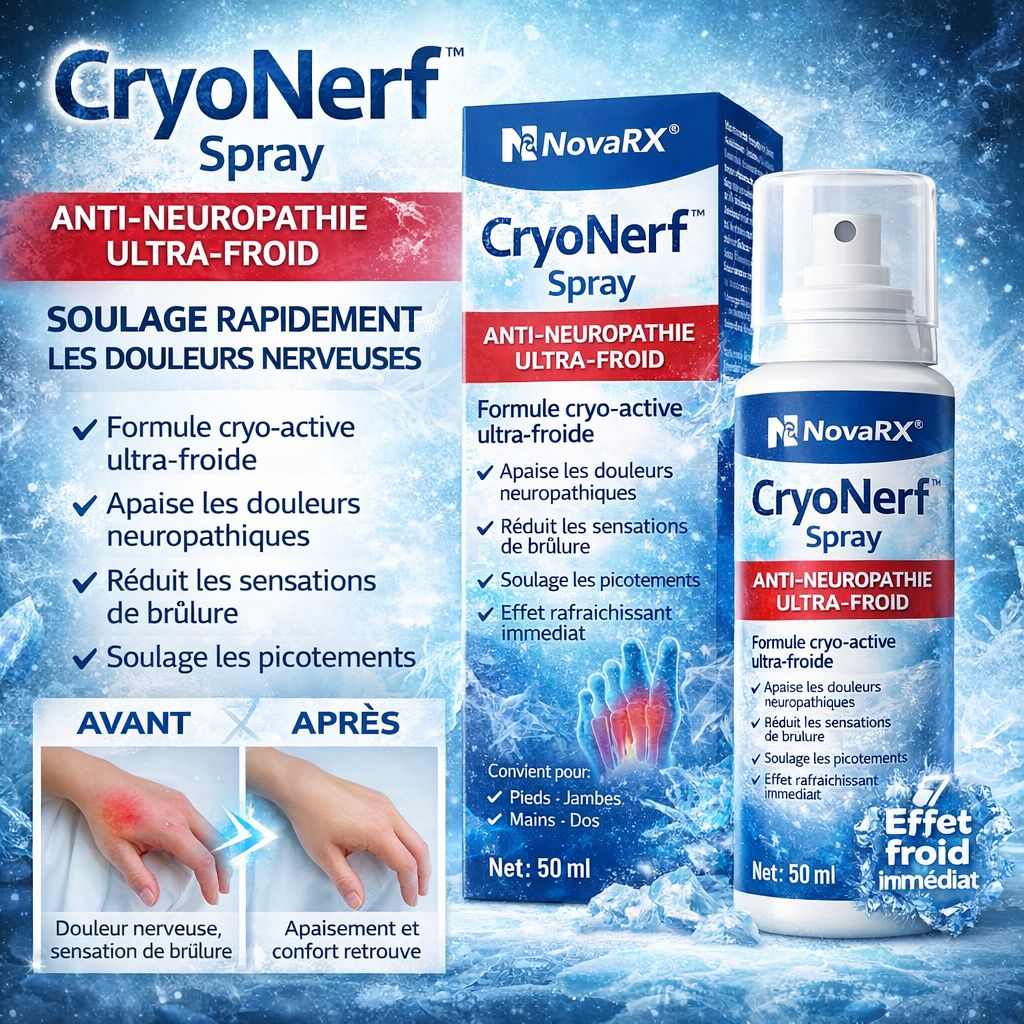 CryoNerf™ Spray Anti-Neuropathie Ultra-Froid | Neutralisez la douleur nerveuse en 120 secondes !