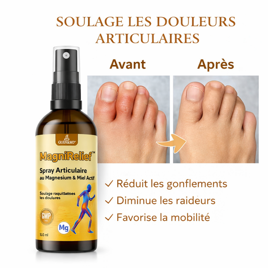 MagniRelief™ Spray Articulaire au Magnésium & Miel Actif | Éliminez vos douleurs et retrouvez votre mobilité en 10 minutes !