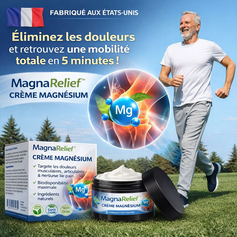 MagnaRelief™ Crème Magnésium | Éliminez les douleurs et retrouvez une mobilité totale en 5 minutes !