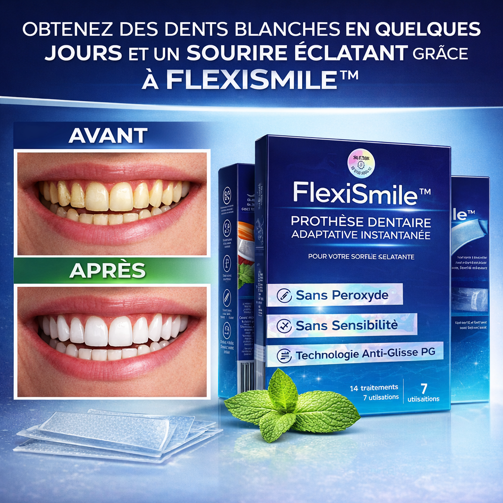 FlexiSmile™ Prothèse Dentaire Adaptative Instantanée | Retrouvez un sourire parfait en 2 minutes !