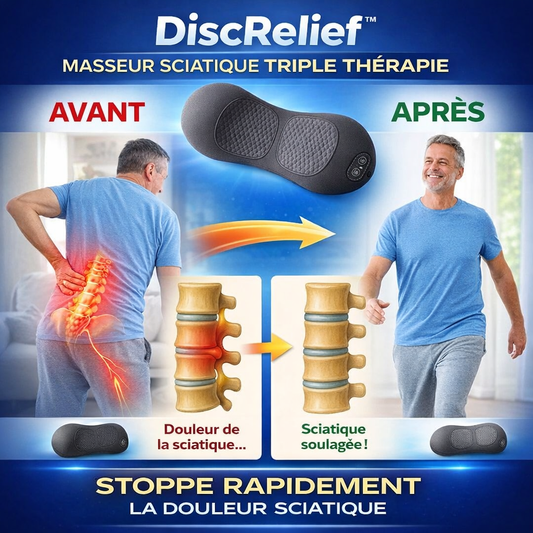 DiscRelief™ Masseur Sciatique Triple Thérapie | Soulagez votre douleur en 15 minutes par jour !