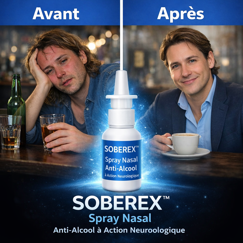 Soberex™ Spray Nasal Anti-Alcool à Action Neurologique | Éliminez l’envie de boire en 3 jours !