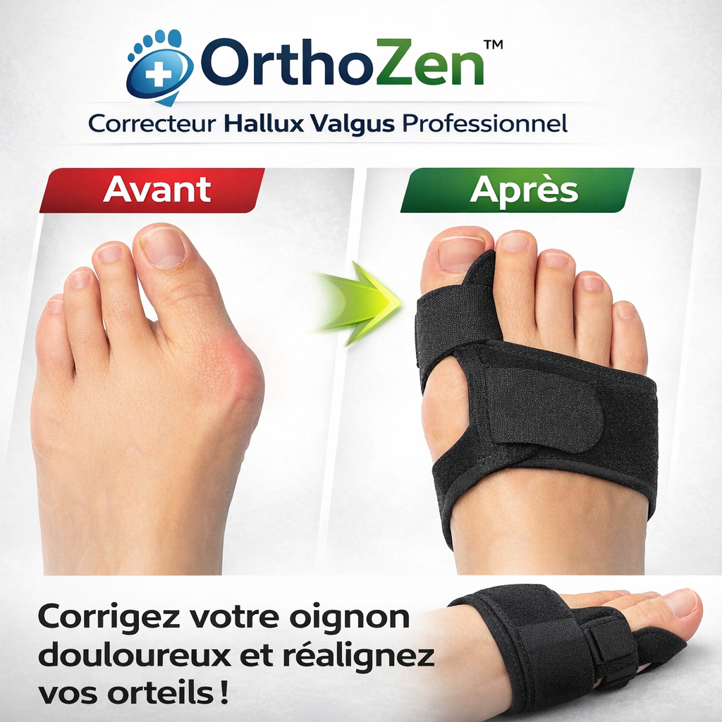 OrthoZen™ Correcteur Hallux Valgus Professionnel | Redressez vos orteils déformés et éliminez la douleur en 7 jours chrono !