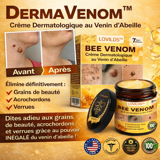 DermaVenom™ Crème Dermatologique au Venin d’Abeille | Régénérez et rajeunissez votre peau même en cas de troubles cutanés sévères !