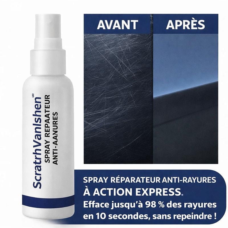 ScratchVanisher™ Spray Réparateur Anti-Rayures à Action Express | Efface jusqu’à 98 % des rayures en 10 secondes, sans repeindre!