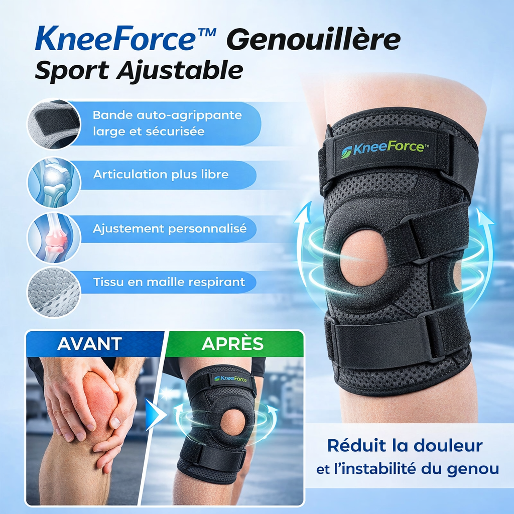 KneeForce™ Genouillère Sport Ajustable | Éliminez la douleur au genou en 60 secondes !