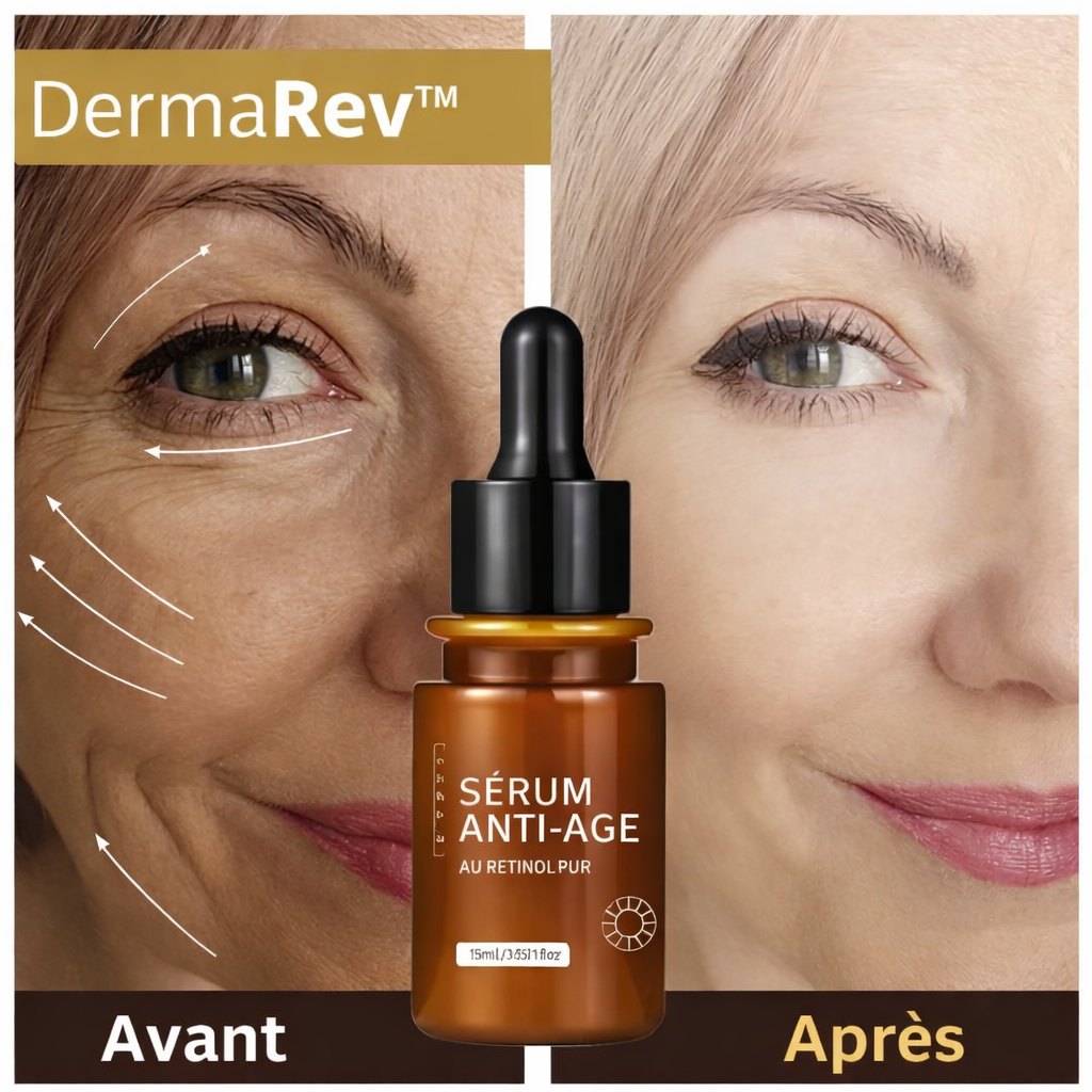 DermaRev™ Sérum Anti-Âge au Rétinol Pur | Lisse les Rides et Rajeunit la Peau en 7 Jours!