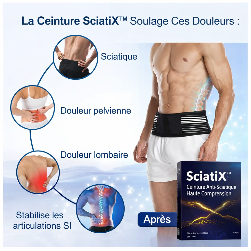 SciatiX™ Ceinture Anti-Sciatique Haute Compression | Stoppez la douleur hanche & bas du dos en quelques minutes !