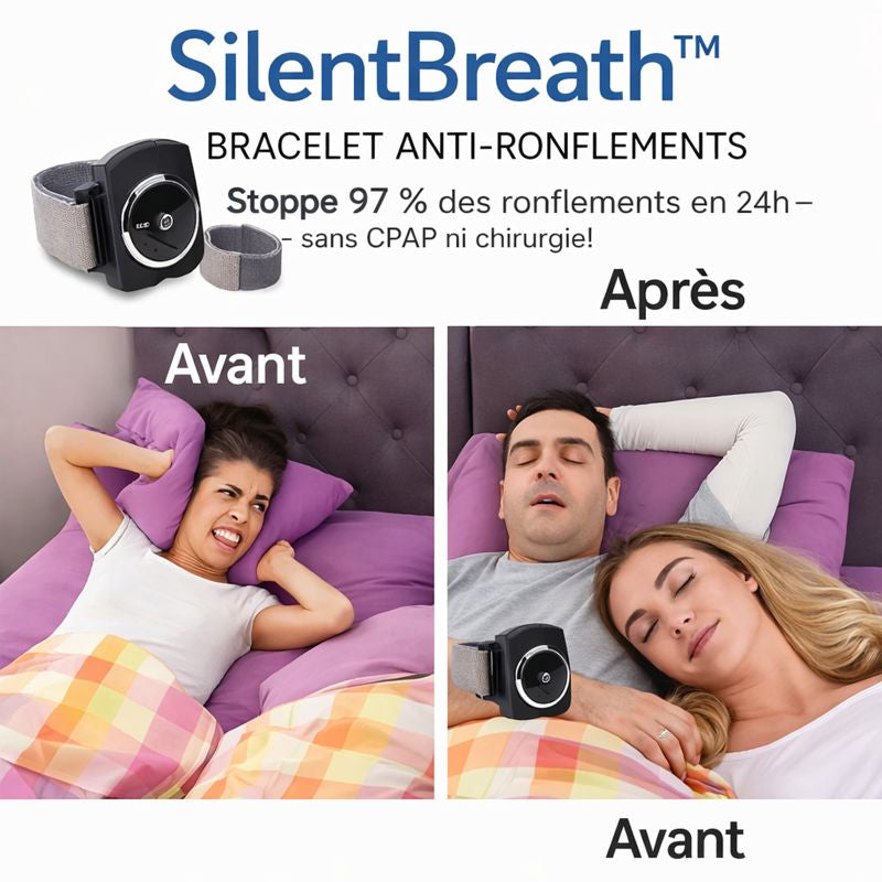 SilentBreath™ Bracelet Anti-Ronflements | Stoppe 97 % des ronflements en 24h – sans CPAP ni chirurgie!