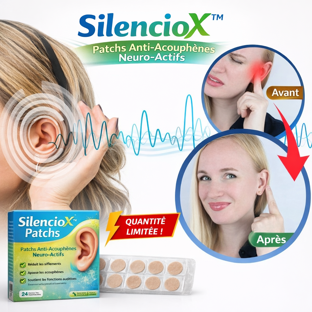 SilencioX™ Patchs Anti-Acouphènes Neuro-Actifs | Faites taire les sifflements d’oreilles en 7 heures!