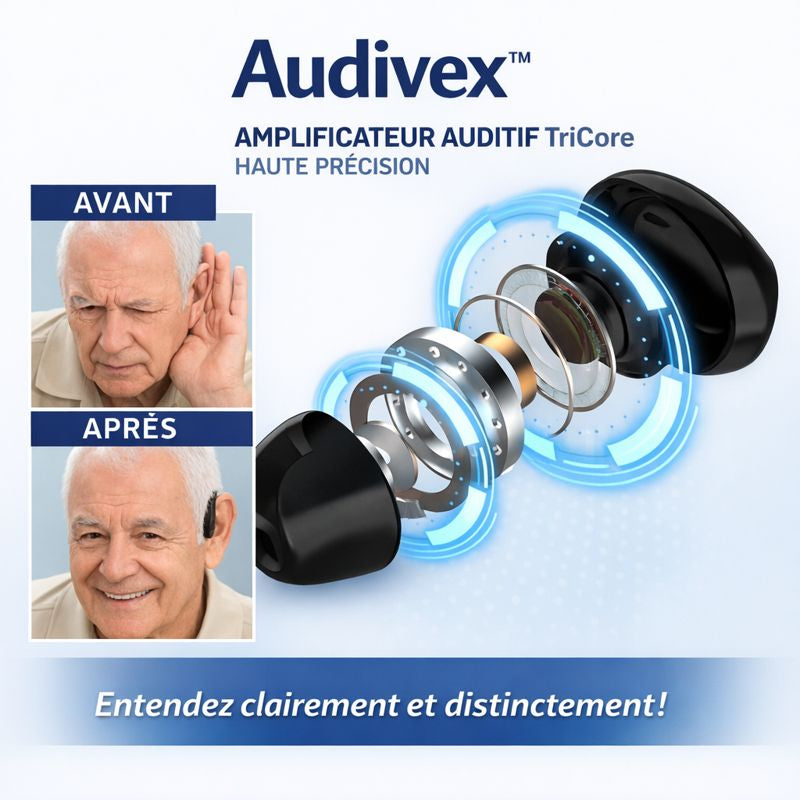Audivex™ Amplificateur Auditif TriCore Haute Précision | Entendez parfaitement en 9 secondes chrono !