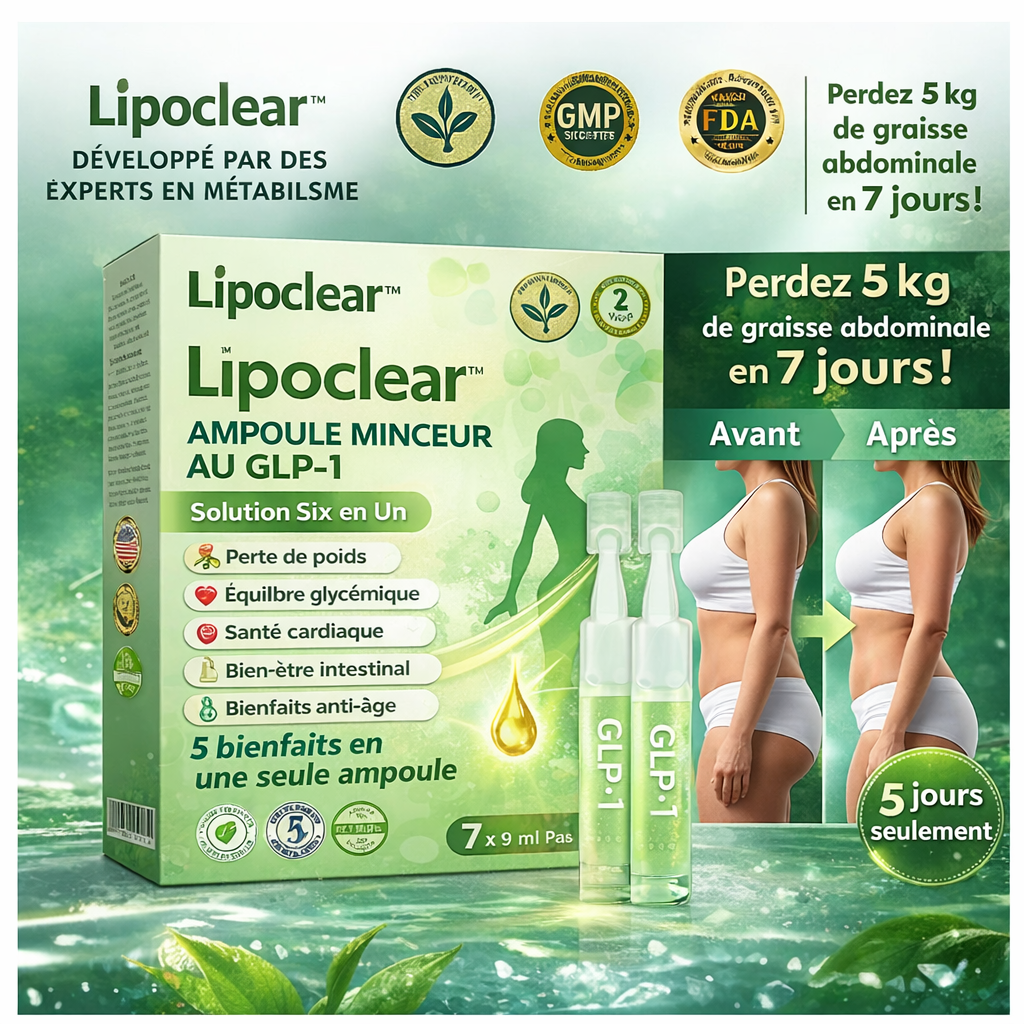Lipoclear™ Ampoule Minceur au GLP-1 | Éliminez 5 kg de graisse abdominale en 7 jours !
