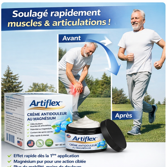 Artiflex™ Crème Antidouleur au Magnésium | Supprimez vos douleurs articulaires en 3 minutes !