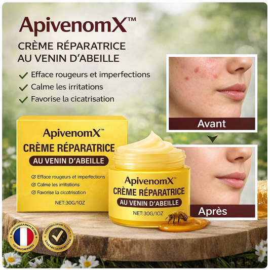 ApivenomX™ Crème Réparatrice au Venin d’Abeille | Efface rougeurs et imperfections en 72 heures !