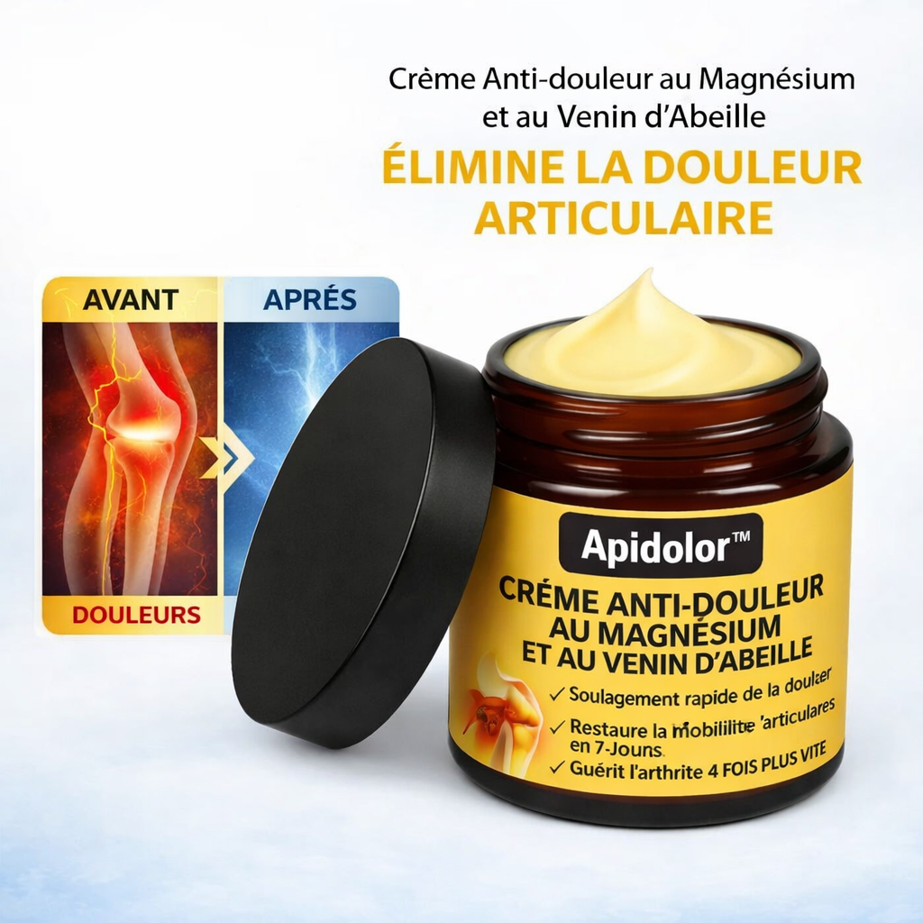 Apidolor™ Crème Anti-douleur au Magnésium et au Venin d'Abeille | Supprime vos douleurs articulaires en un instant!