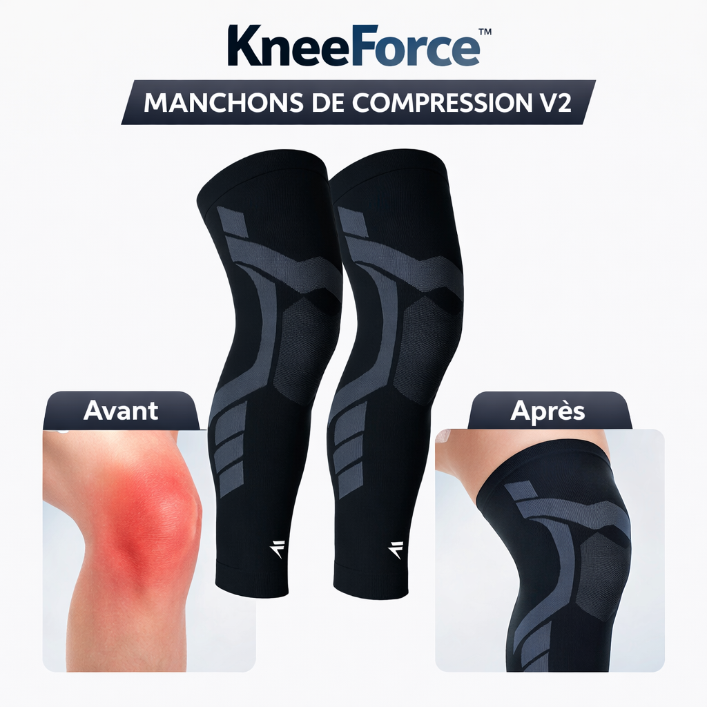 KneeForce™ Manchons de Compression V2 | Supprimez les douleurs aux genoux et aux jambes dès la première utilisation !