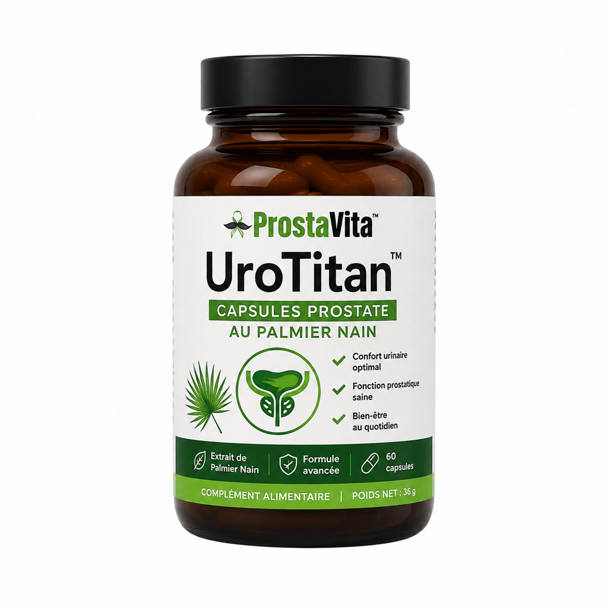 UroTitan™ Capsules Prostate au Palmier Nain | Réduisez l'inflammation de la prostate jusqu'à 95 % en 5 jours !