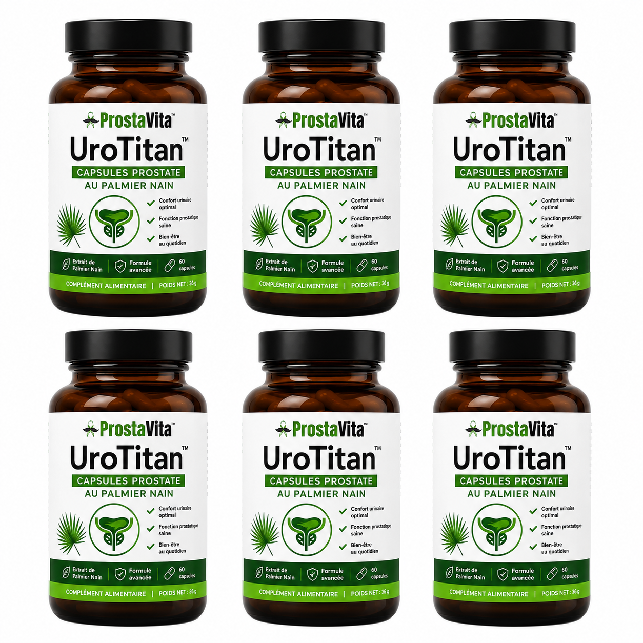 UroTitan™ Capsules Prostate au Palmier Nain | Réduisez l'inflammation de la prostate jusqu'à 95 % en 5 jours !