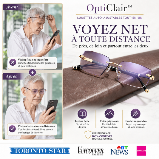OptiClair™ Lunettes Auto-Ajustables Tout-en-Un | Voyez net de près, de loin et partout entre les deux !