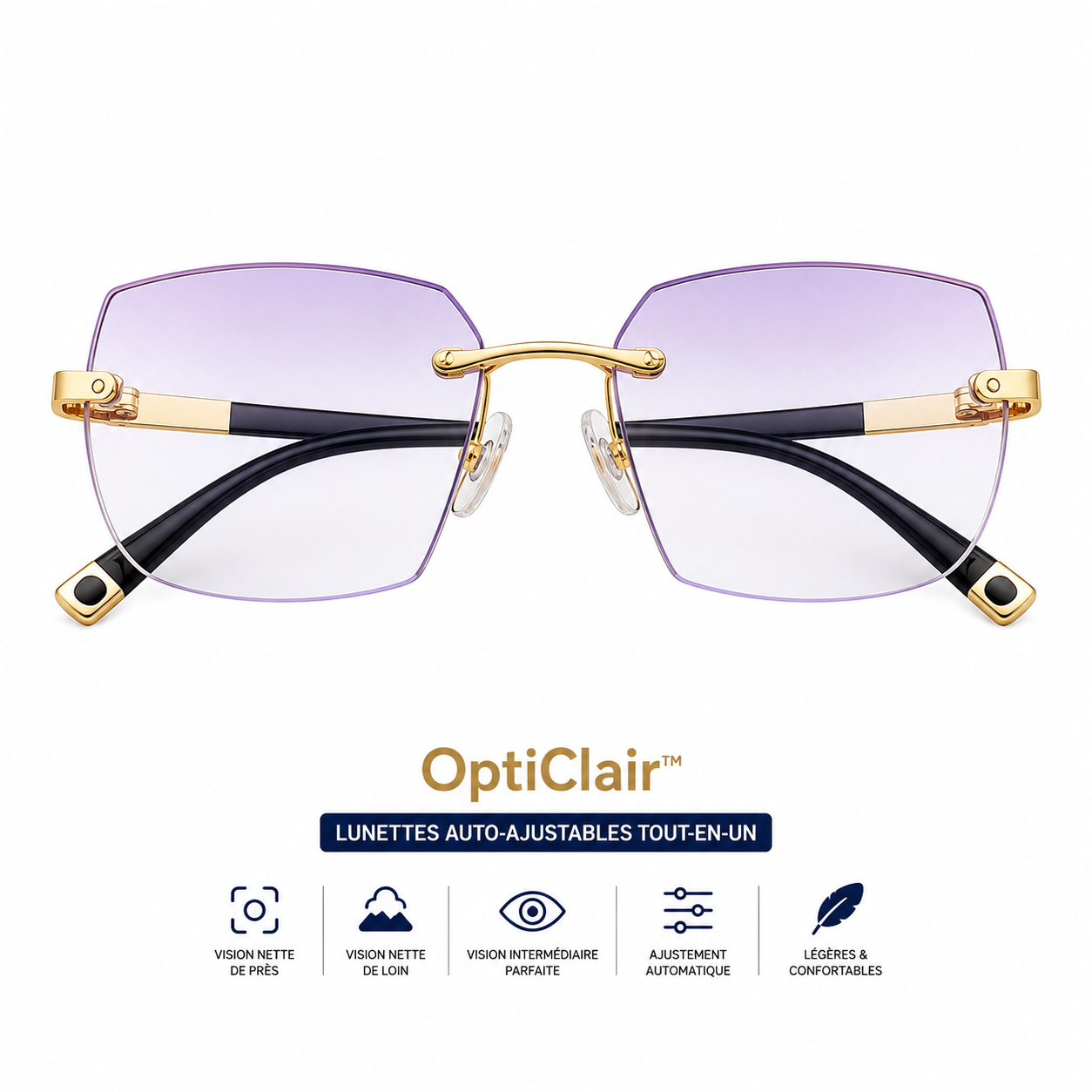 OptiClair™ Lunettes Auto-Ajustables Tout-en-Un | Voyez net de près, de loin et partout entre les deux !