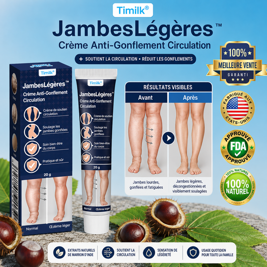 JambesLégères™ Crème Anti-Gonflement Circulation | Dégonflez vos jambes lourdes et remarchez léger dès les premières applications !