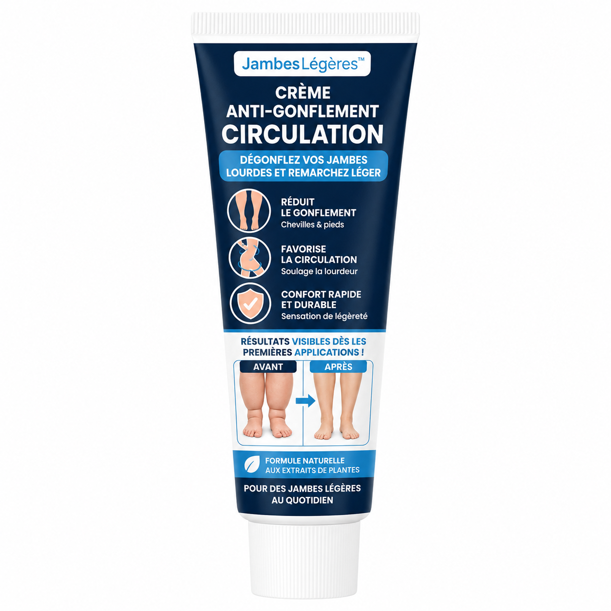 JambesLégères™ Crème Anti-Gonflement Circulation | Dégonflez vos jambes lourdes et remarchez léger dès les premières applications !