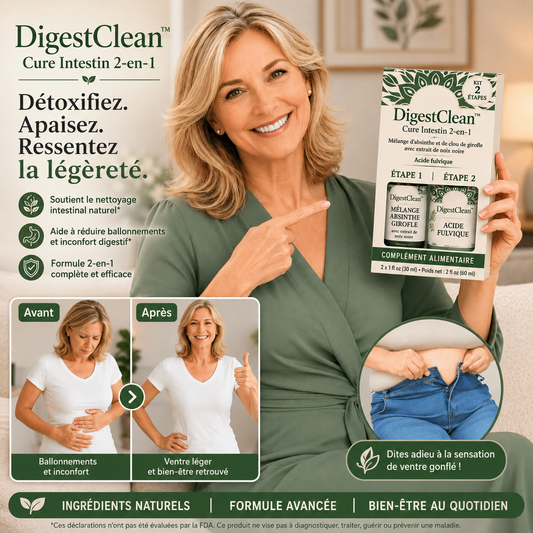 DigestClean™ Cure Intestin 2-en-1 | Fini ballonnements et fatigue digestion améliorée de 87% en 2 semaines !