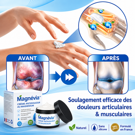 Magnévia™ Crème Antidouleur au Magnésium | Éliminez vos douleurs articulaires en 5 minutes !