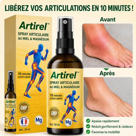 Artirel™ Spray Articulaire au Miel & Magnésium | Supprime vos douleurs articulaires en 10 minutes chrono !