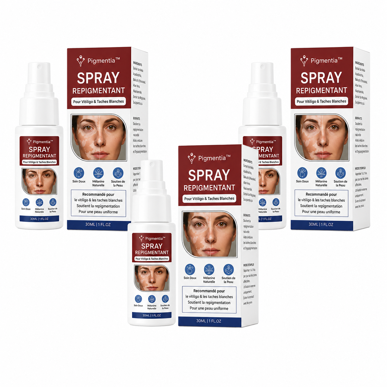 Pigmentia™ Spray Repigmentant | Réactivez votre pigmentation naturelle et atténuez les taches blanches en 4 semaines !